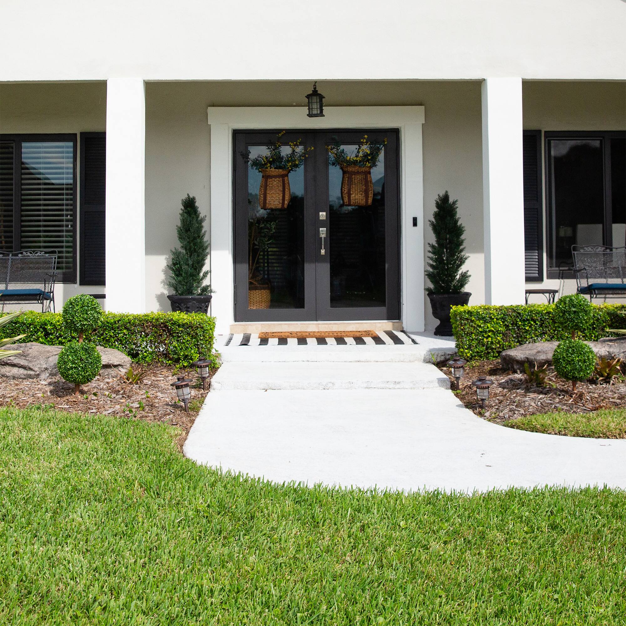 3ft. UV Resistant Double Ball Boxwood Topiaries with Integrated Ground Stake, 2ct.